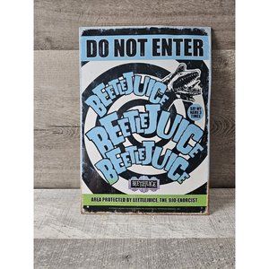 Vtg Metal Wall Decoration Beetlejuice - Do Not Enter 8x12 Sandworm 1990s Room